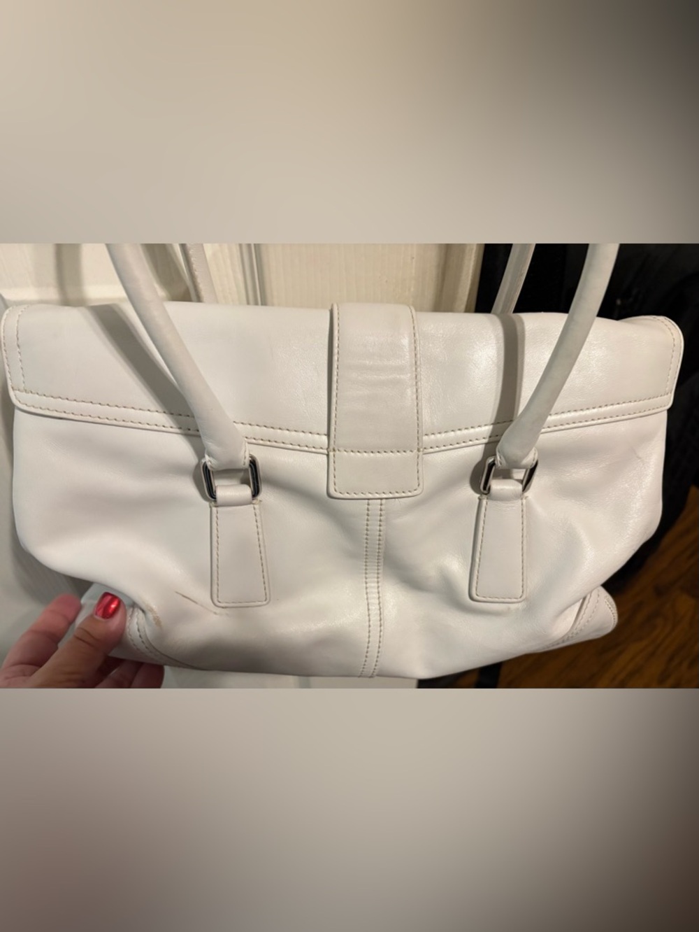 Coach White Leather Soho Shoulder Bag with Silver Buckle - Picture 3 of 9